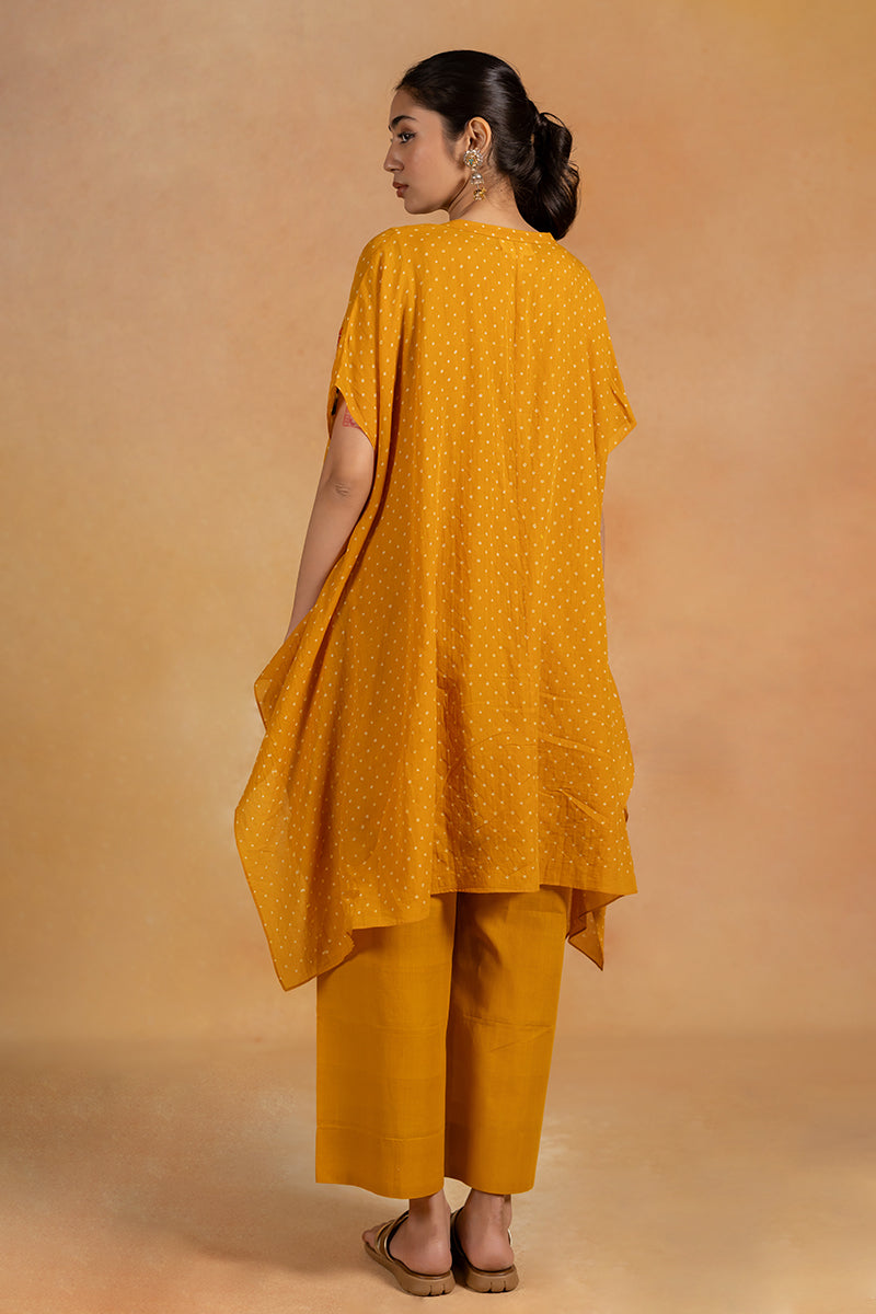 Kesar - Mustard Yellow Hand Embroidered Tunic