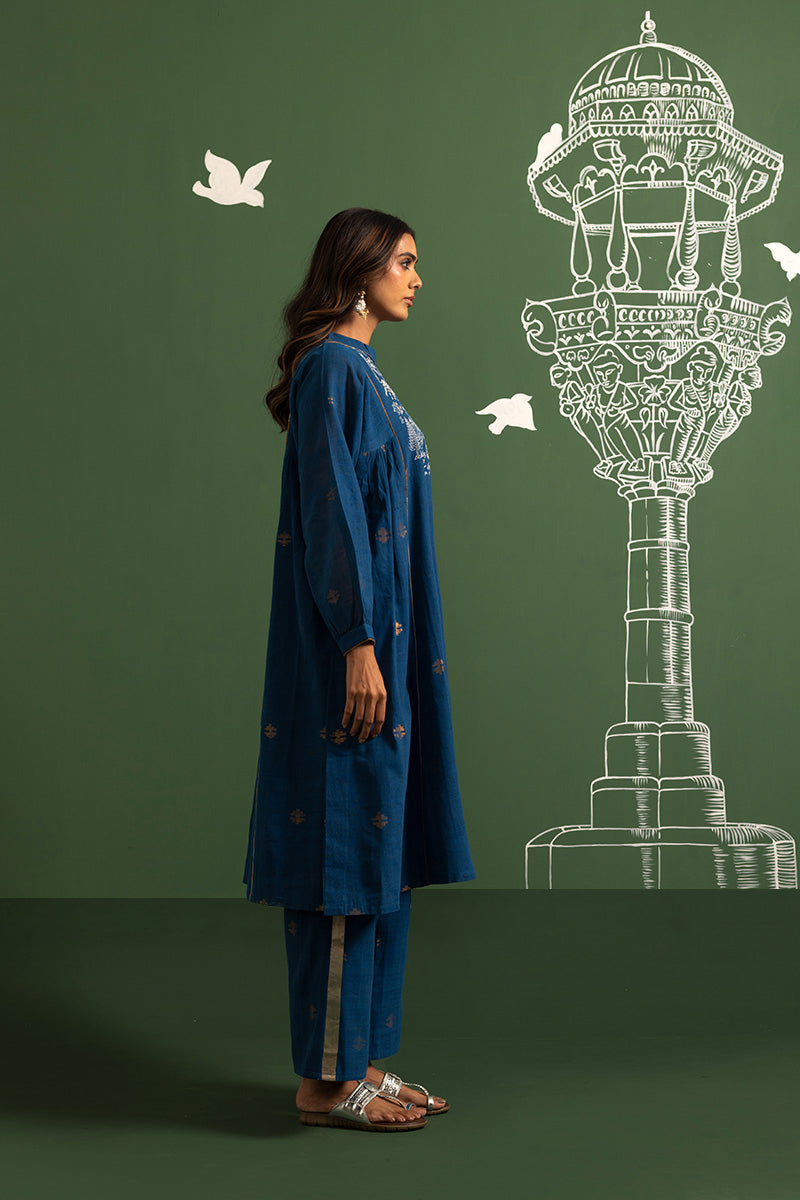 Midnight blue zari butti pants
