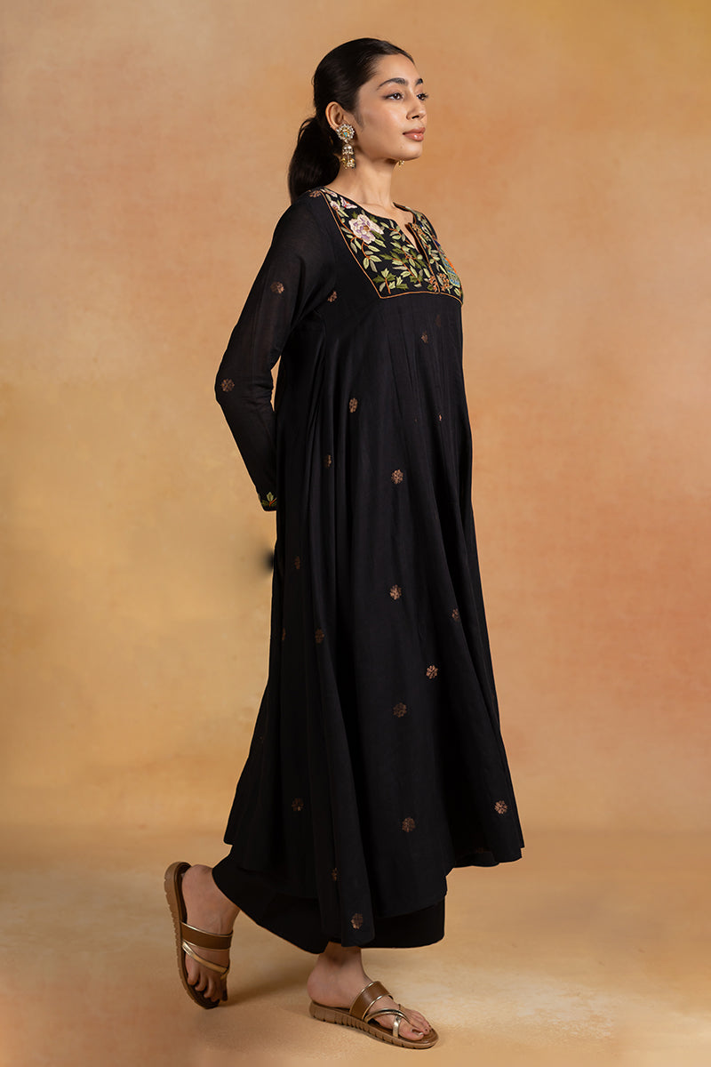 Shyaam - Black Parsi Hand Embrodired Kurta