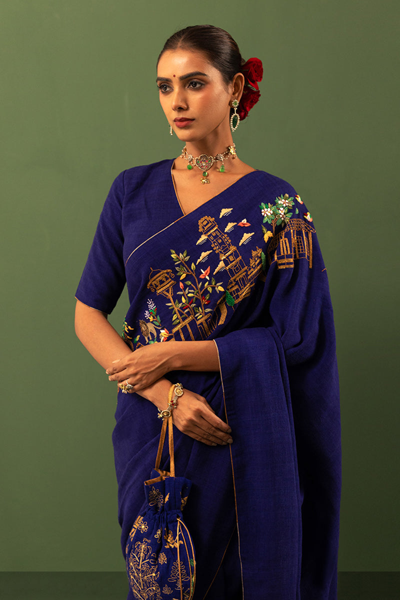 Indigo ahimsa matka blouse