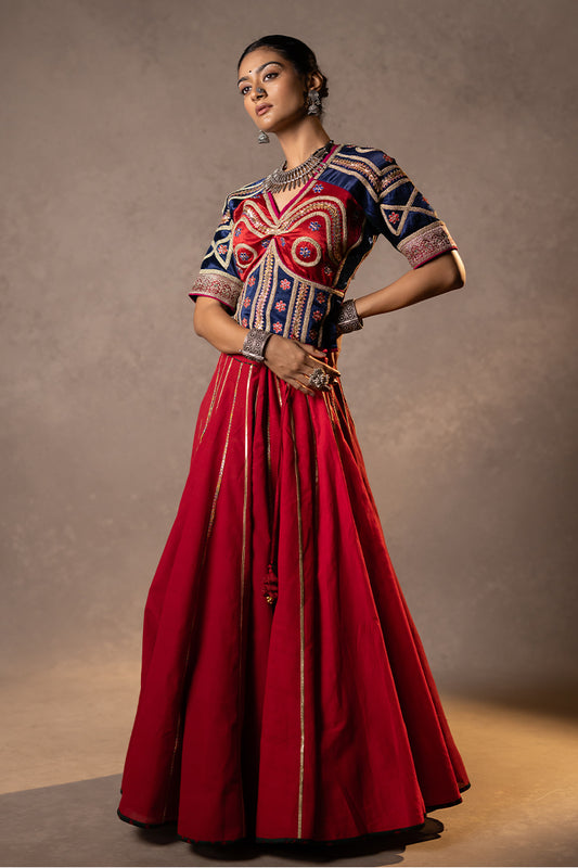 Rajwadi - Maroon Gold Chaniya