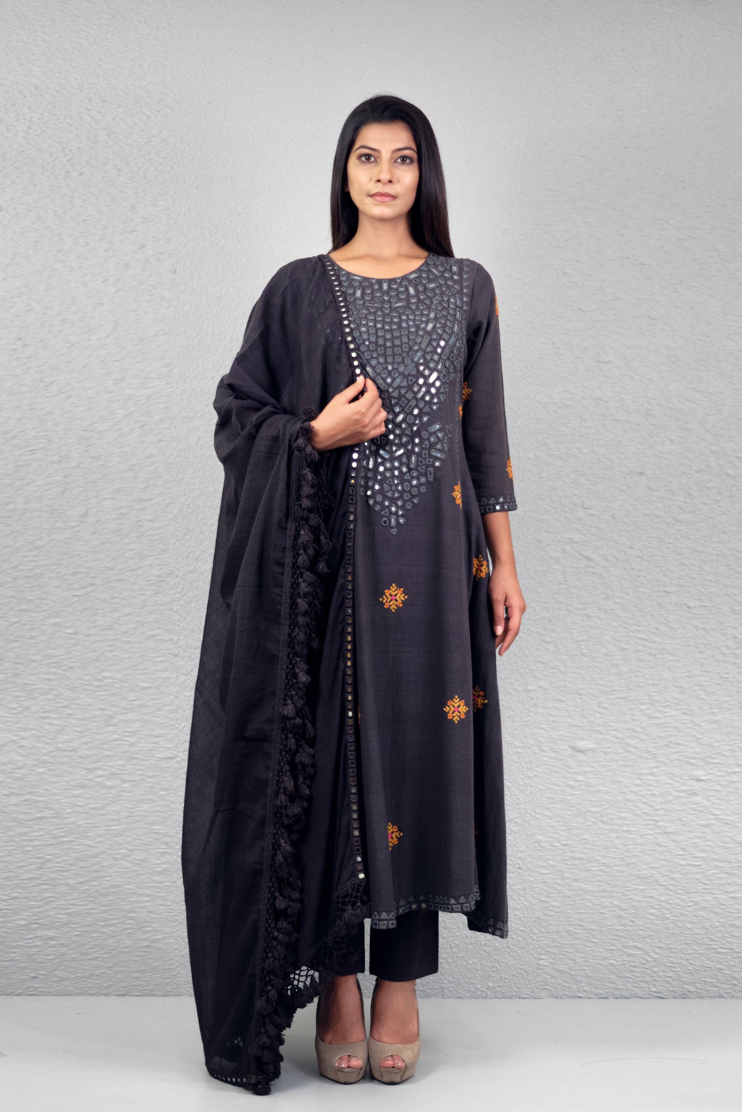 Grey abha kalash yoke kurta
