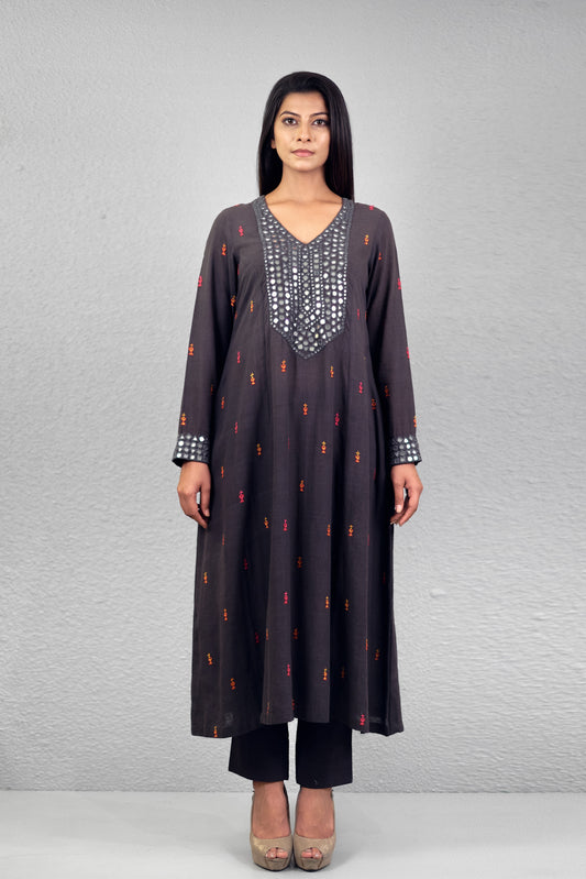 Grey abha haar yoke kurta