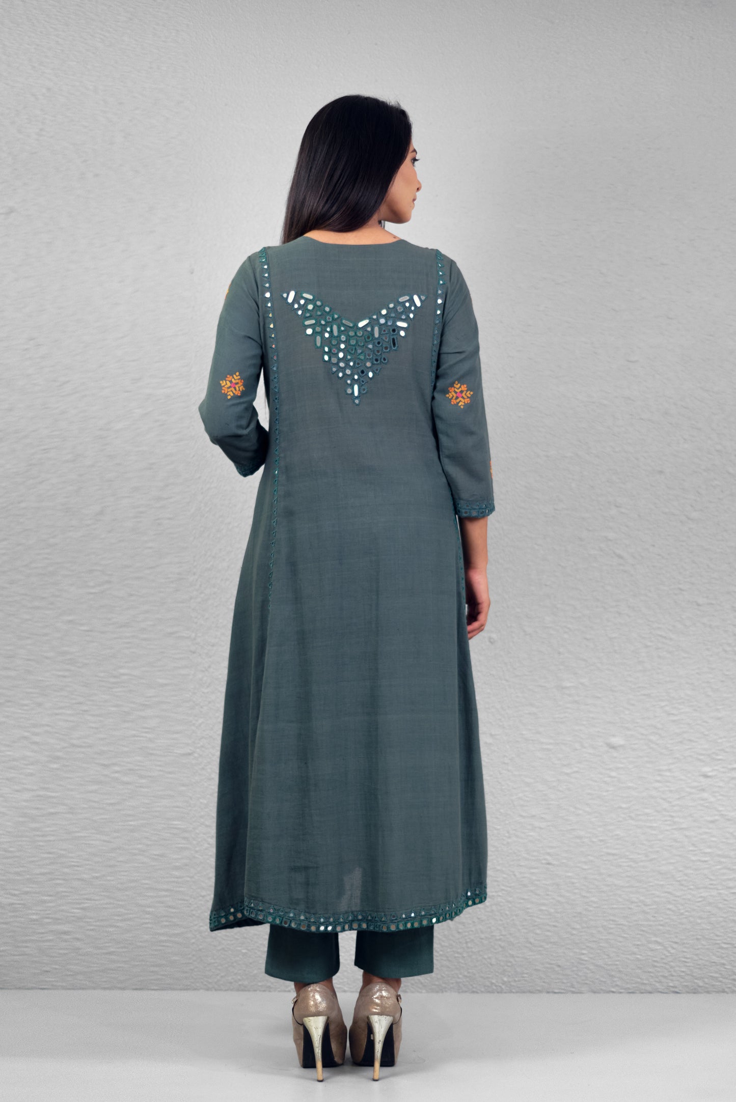 Sage green ahimsa matka straight pants