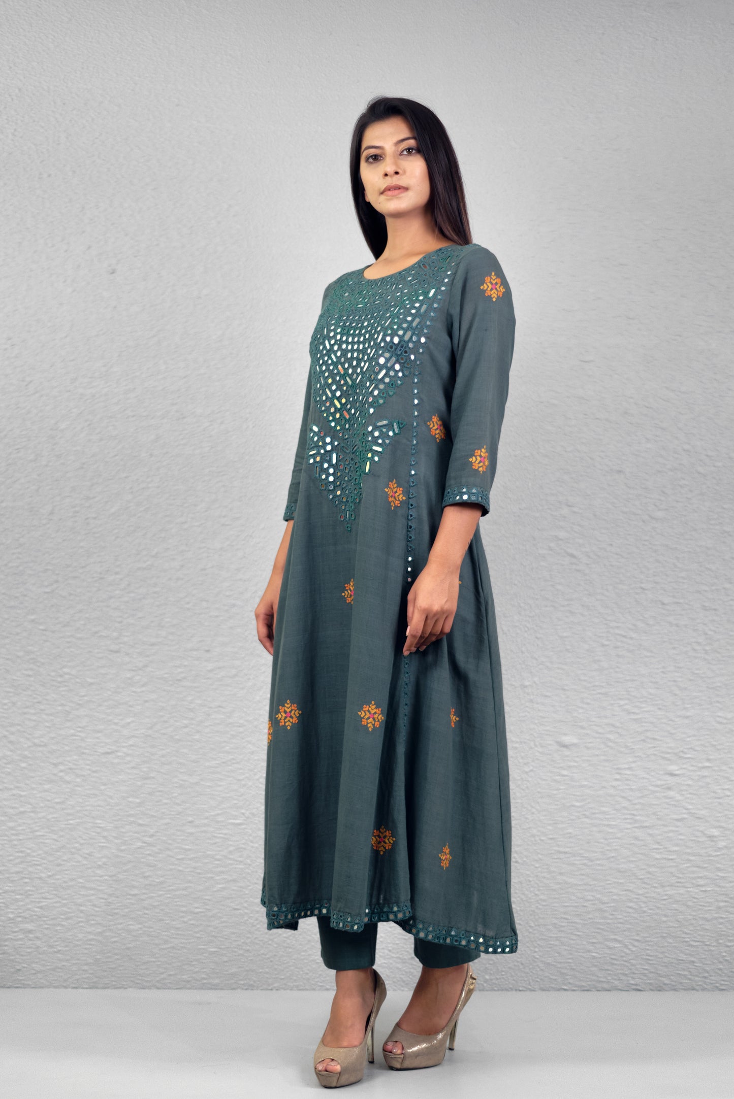 Sage Green Abha Kalash Yoke Kurta