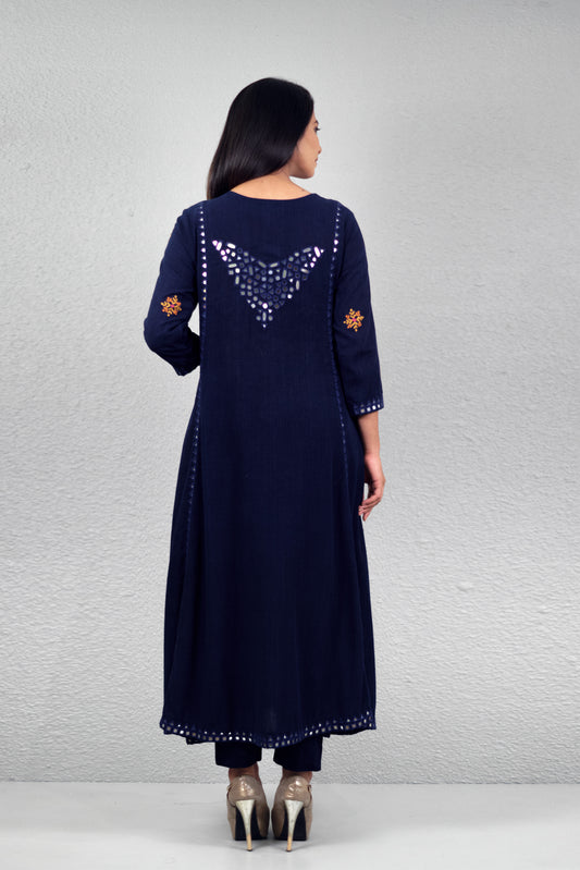 Indigo ahimsa matka straight pants