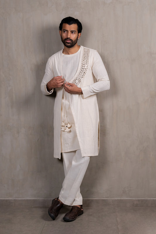 Handwoven Over-lap Kurta Set