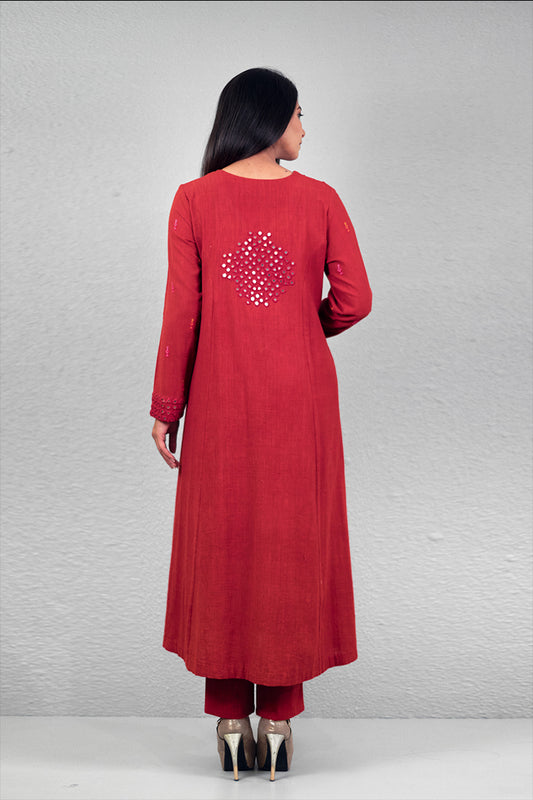 Red abha haar yoke kurta