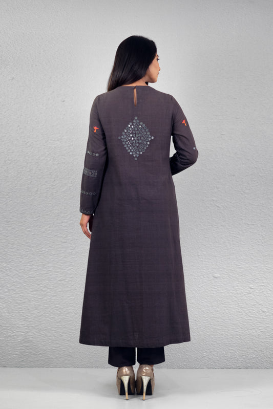 Grey abha toran yoke kurta