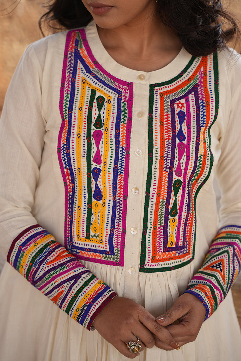 Katab embroidered kurta in ivory