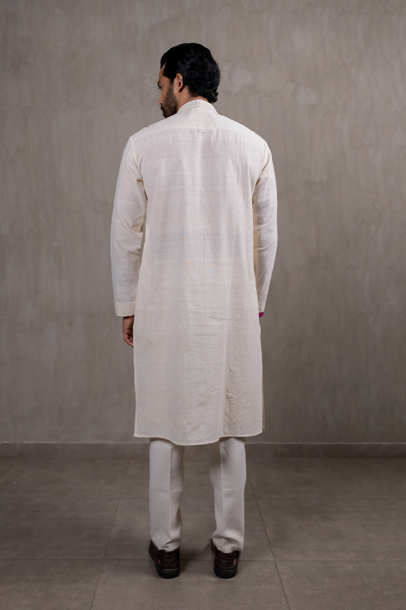 Off-white Hand Embroidered Heartline Kurta