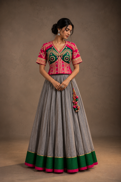 Ramzat - Grey Handwoven Chaniya