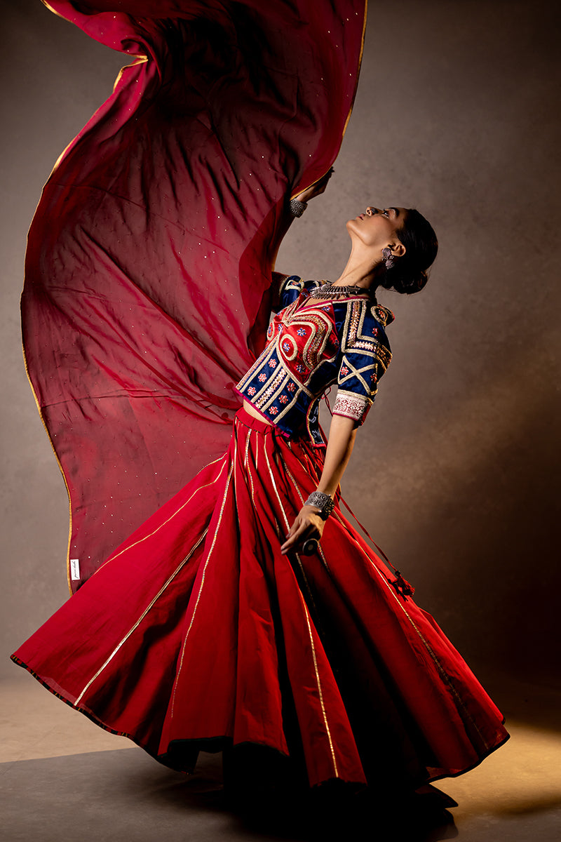 Rajwadi - Maroon Gold Chaniya