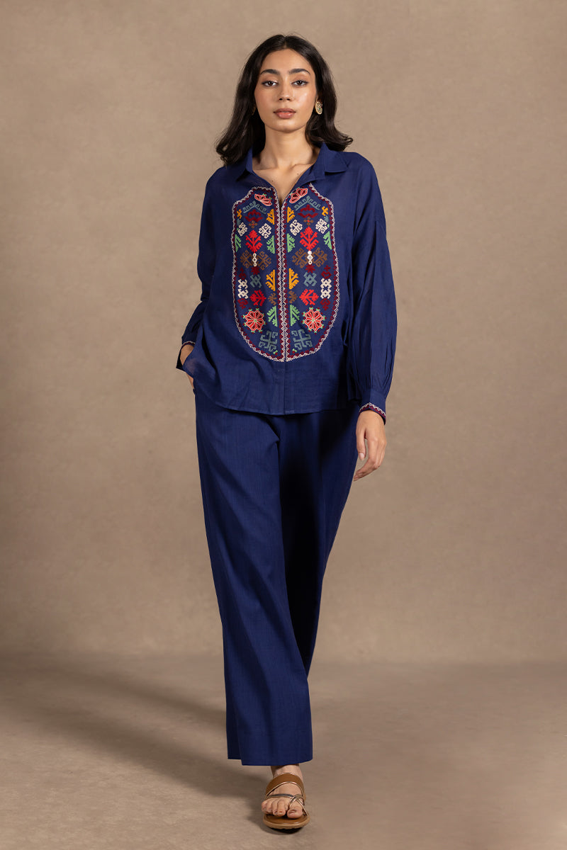 Rangat - Blue Hand Embrodiered Pant