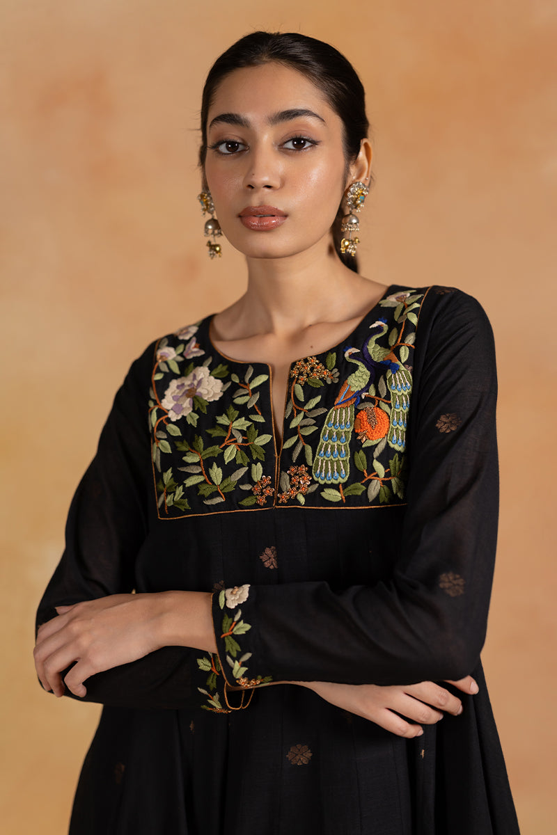 Shyaam - Black Parsi Hand Embrodired Kurta