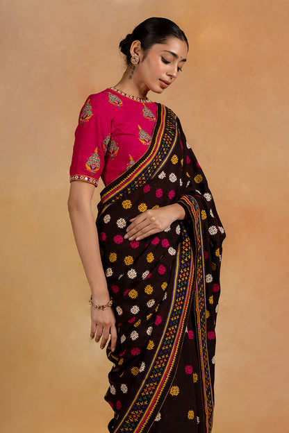 Gulshan - Black Hand Emroidered Saree