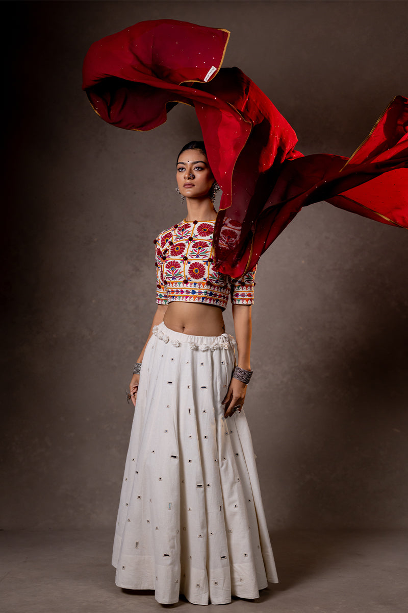 Aarambh - Maroon Mukaish Dupatta