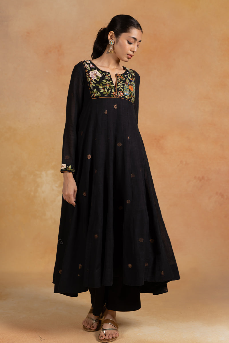Shyaam - Black Parsi Hand Embrodired Kurta