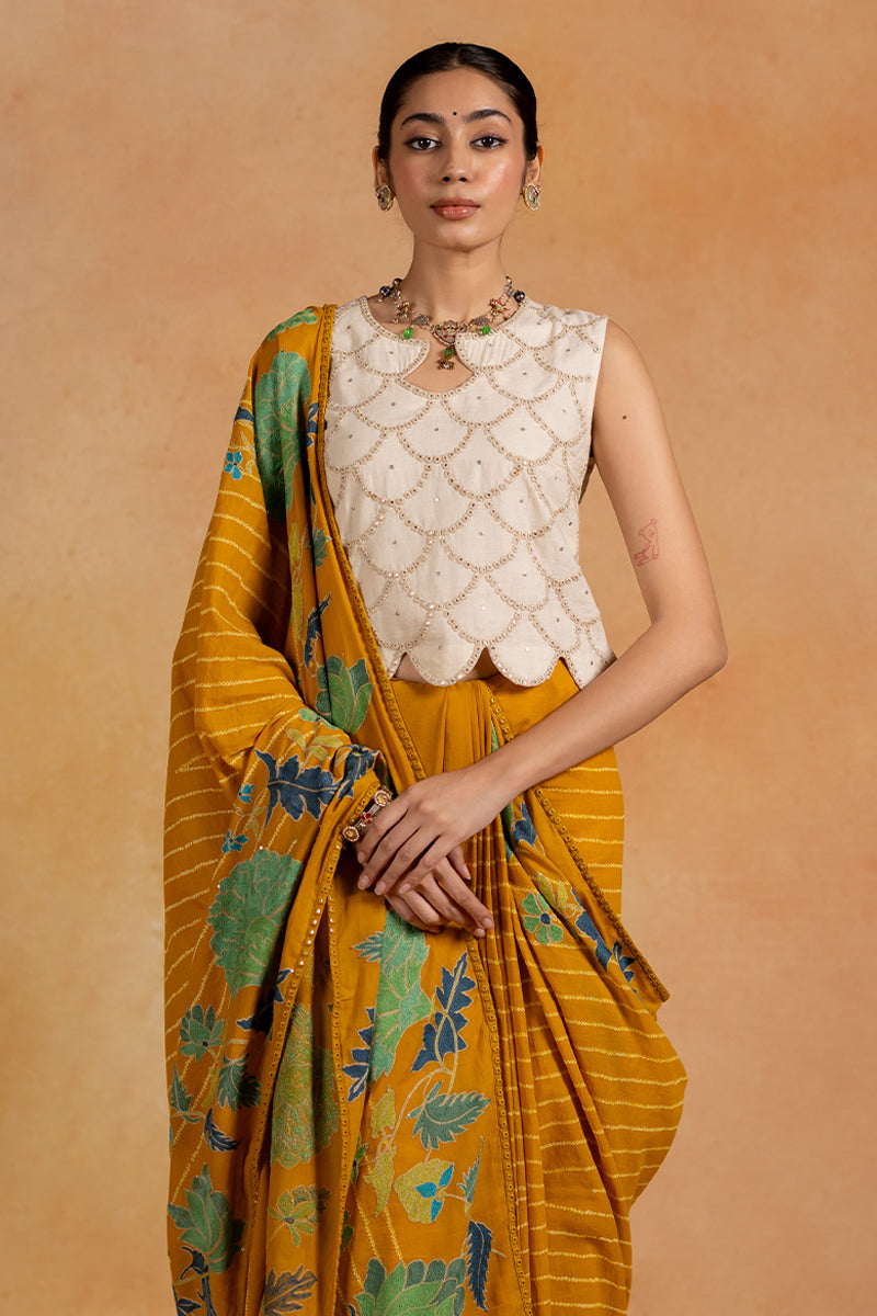 Mogra - Off white Mirror Embrodiery Blouse