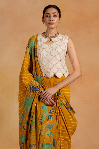 Mogra - Off white Mirror Embrodiery Blouse