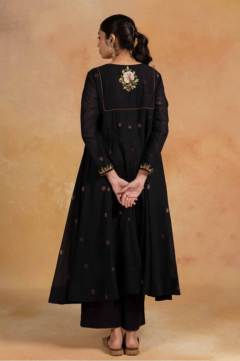 Shyaam - Black Parsi Hand Embrodired Kurta