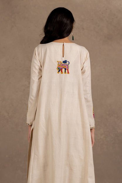 Rang - Off-white Hand Embroidered Kurta