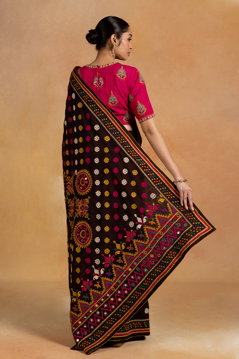 Gulshan - Black Hand Emroidered Saree