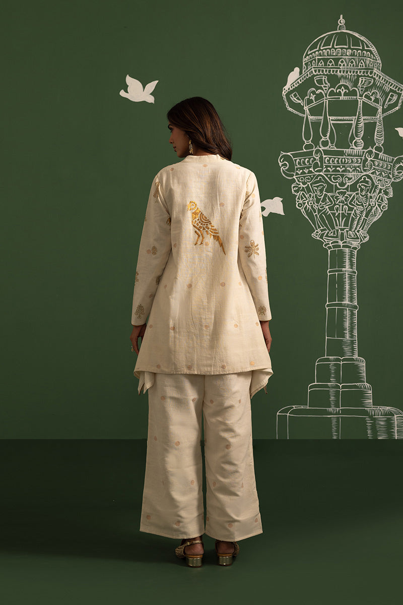 Off white zari butti pants