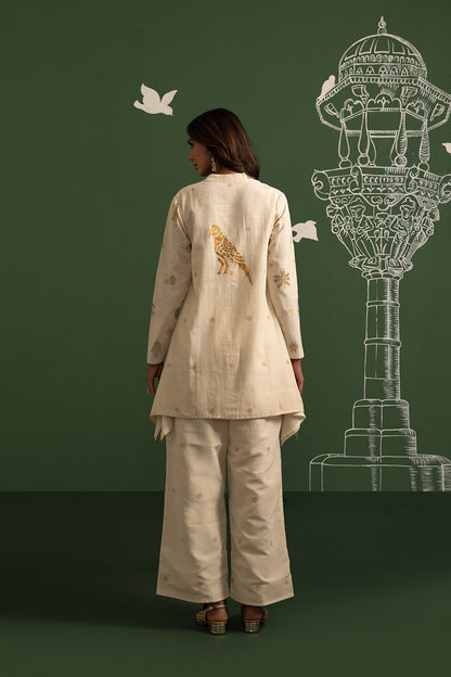 Off white zari butti pants