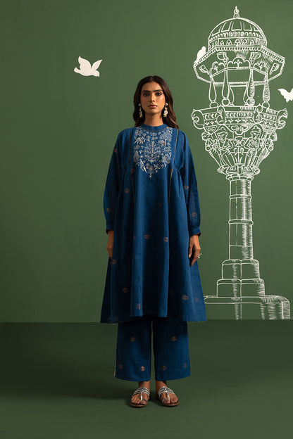 Midnight blue zari butti pants