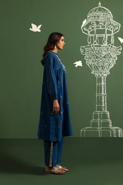 Midnight blue zari butti pants
