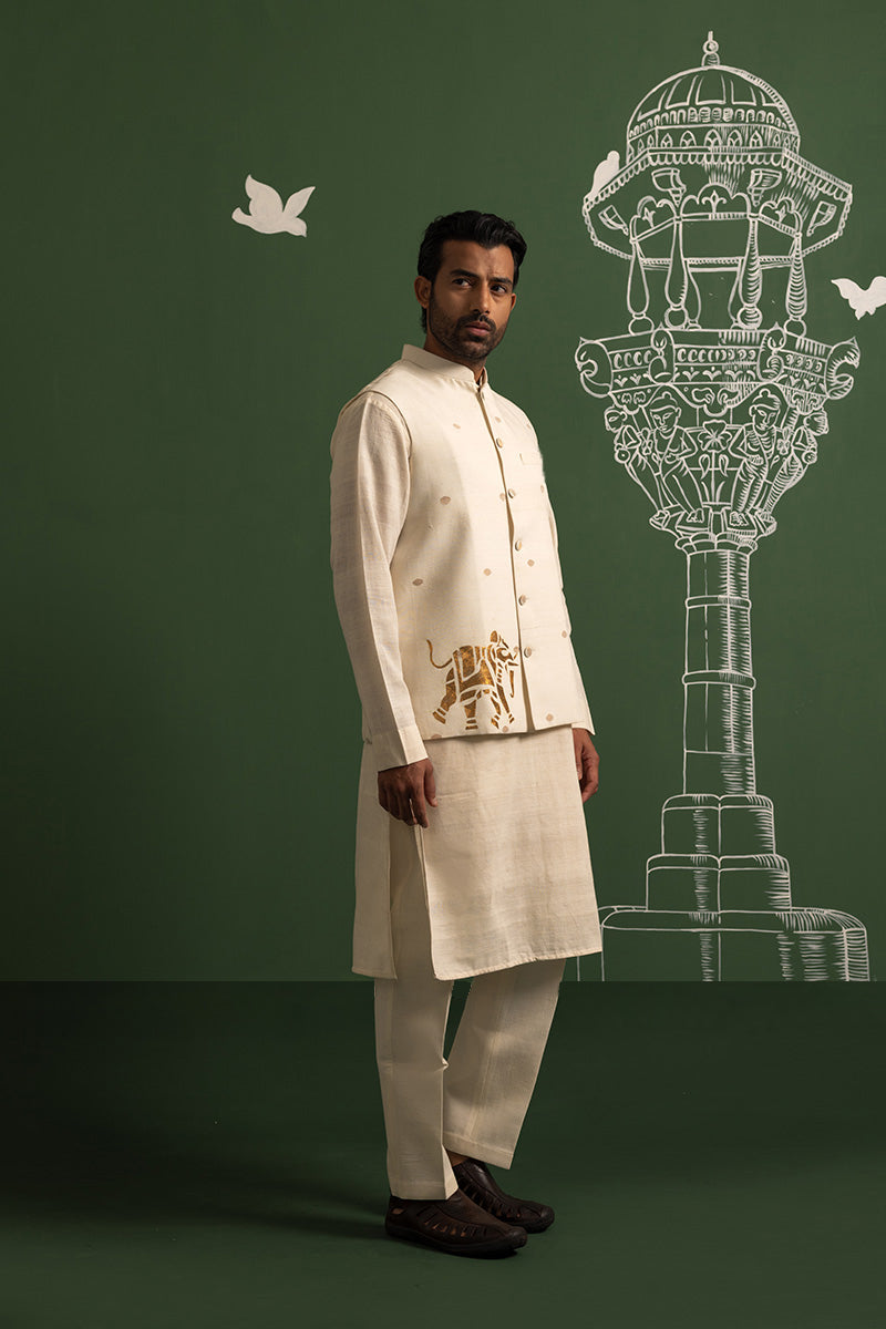 Off-white khadi men’s kurta