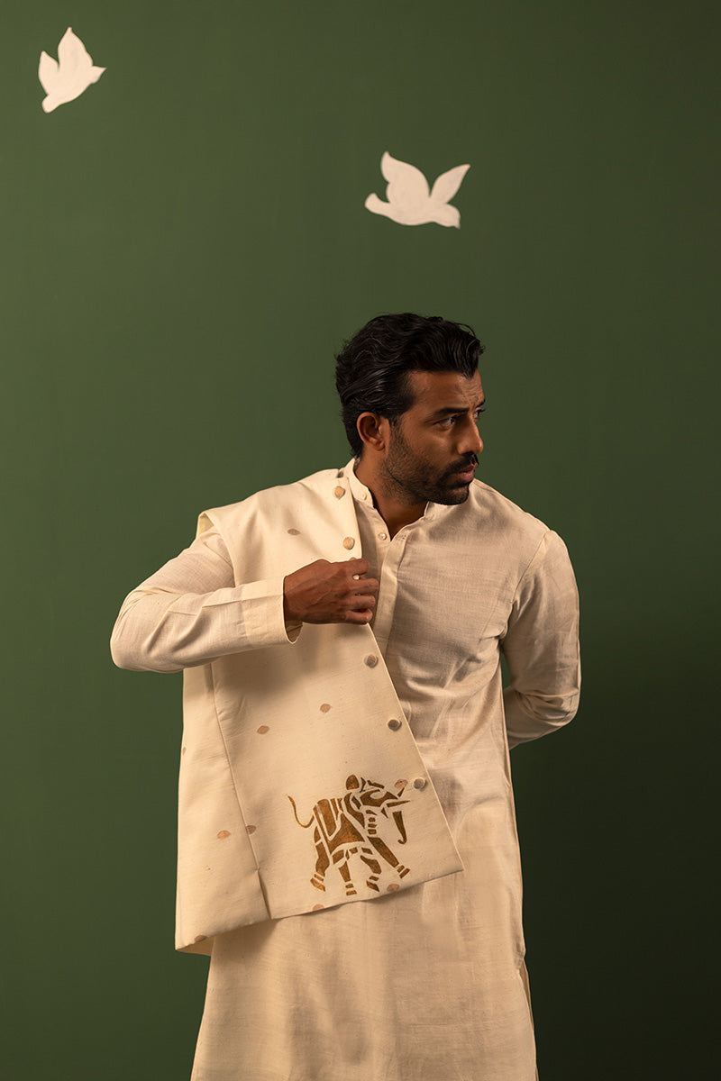 Off-white khadi men’s kurta