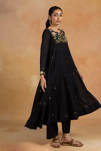Shyaam - Black Parsi Hand Embrodired Kurta