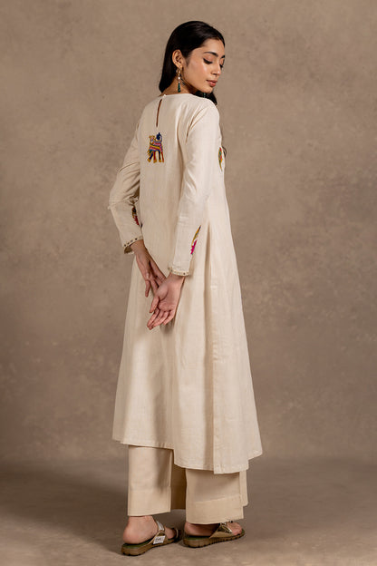 Rang - Off-white Hand Embroidered Kurta