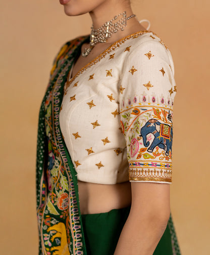 Vanraj - Off-white Hand Embroidered Blouse
