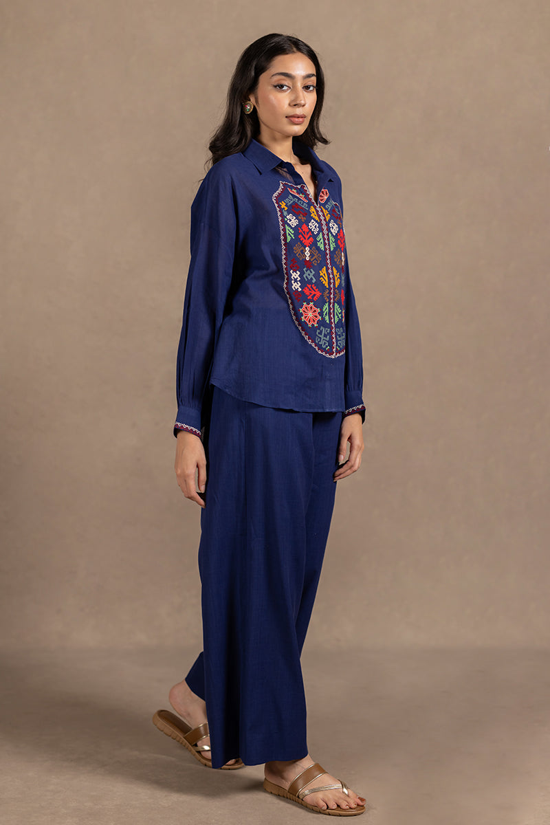 Rangat - Blue Hand Embrodiered Pant