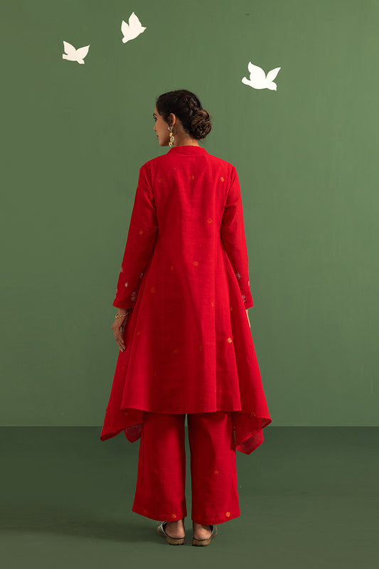 Crimson zari butti pants