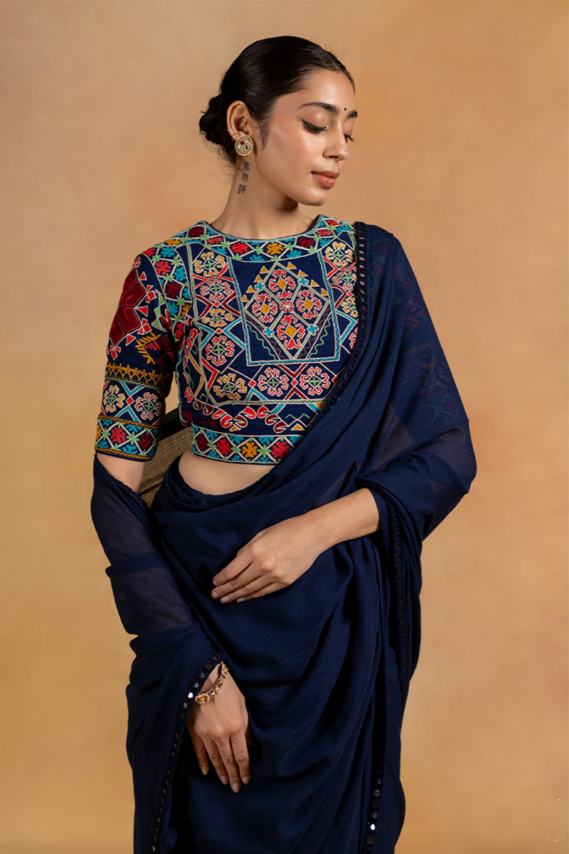 Mudra - Blue Hand Embroidered Blouse