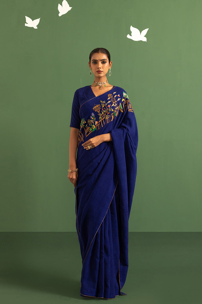 Indigo ahimsa matka blouse