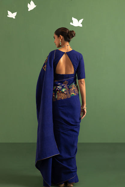 Indigo ahimsa matka blouse