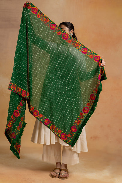 Baag - Green Bandhani Dupttaa