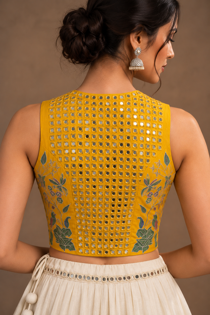 Sheri - Aari and Mirror Embroidered Crop Top