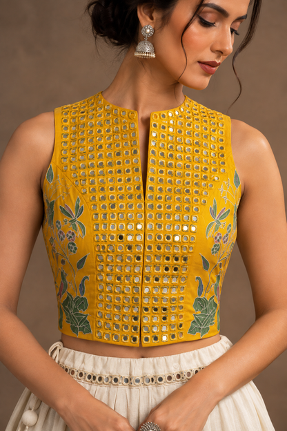 Sheri - Aari and Mirror Embroidered Crop Top