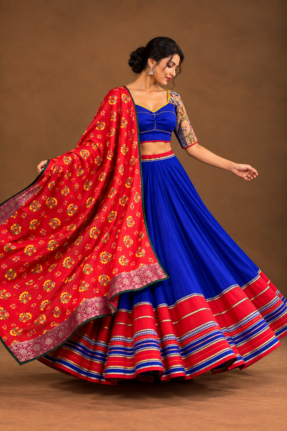 Rangat - Royal Blue Handwoven Chaniya