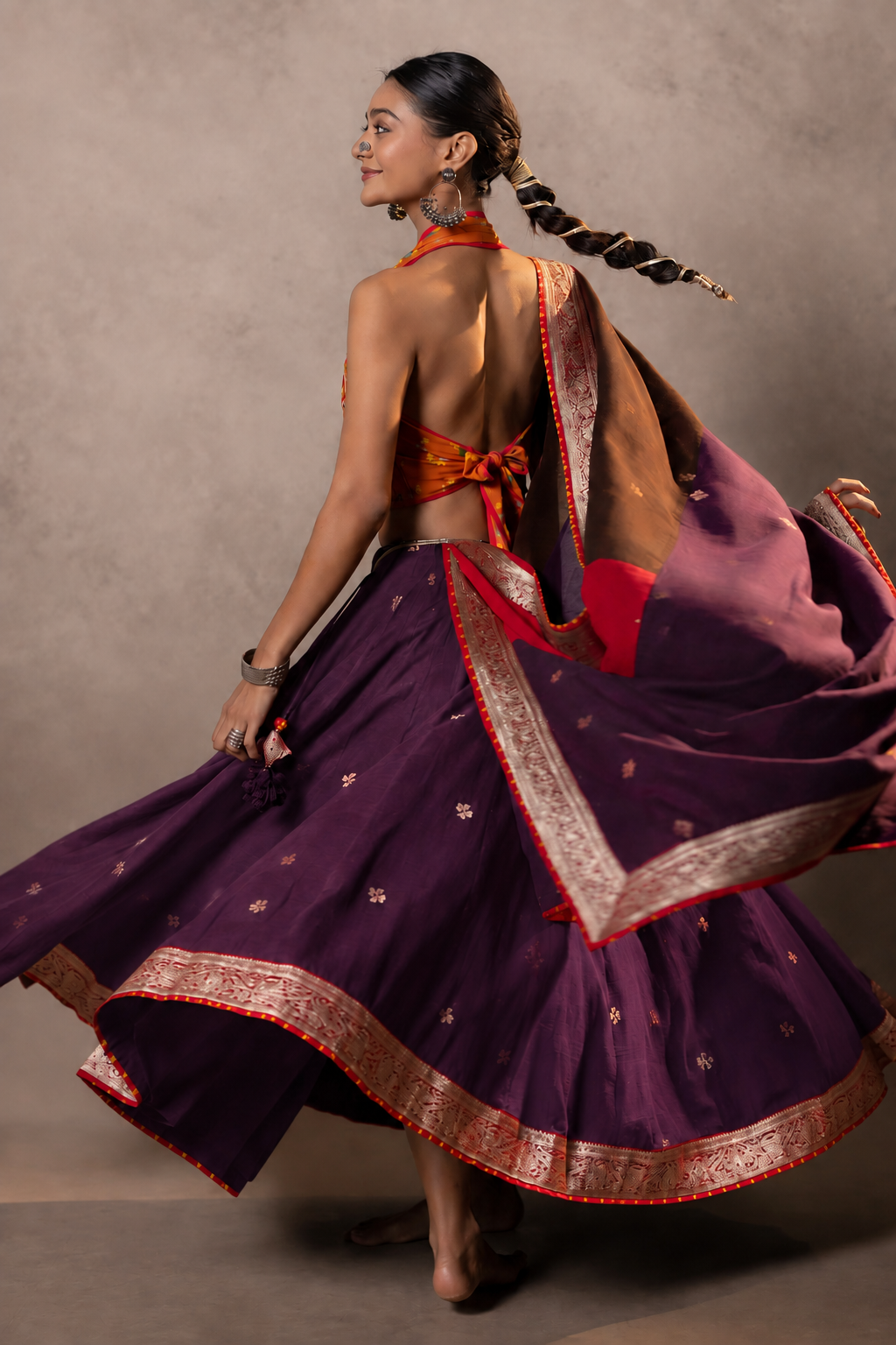 Siddhi - Purple Jamdani Chaniya