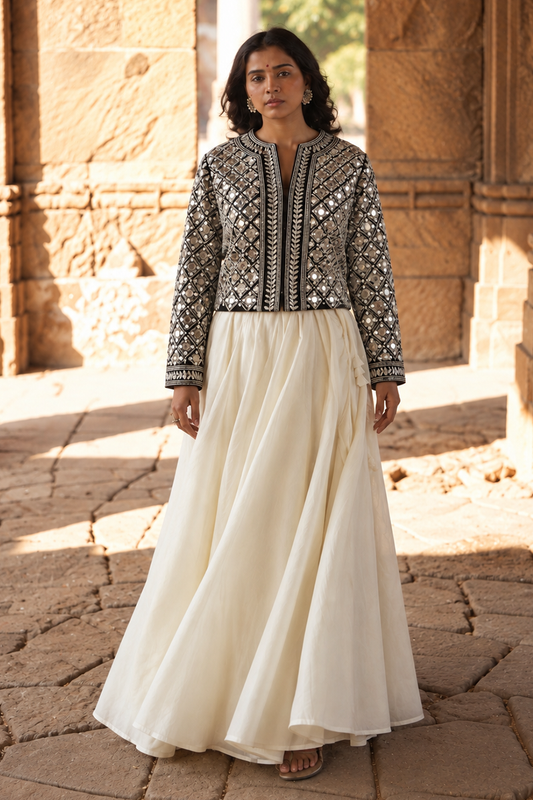 Chaand - Off-white Handwoven Chaniya
