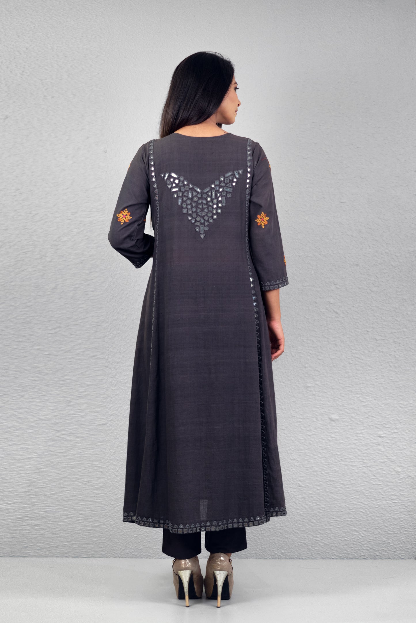 Grey abha kalash yoke kurta