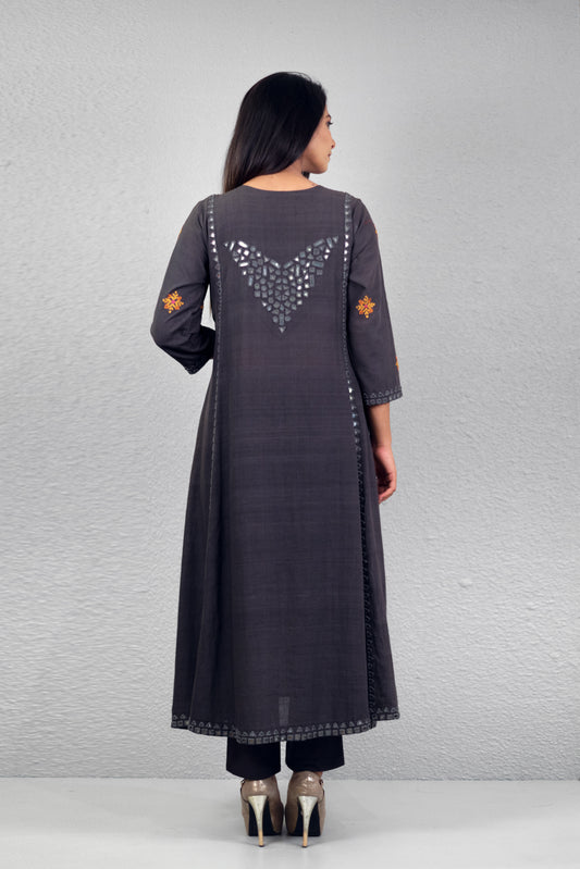 Grey ahimsa matka straight pants
