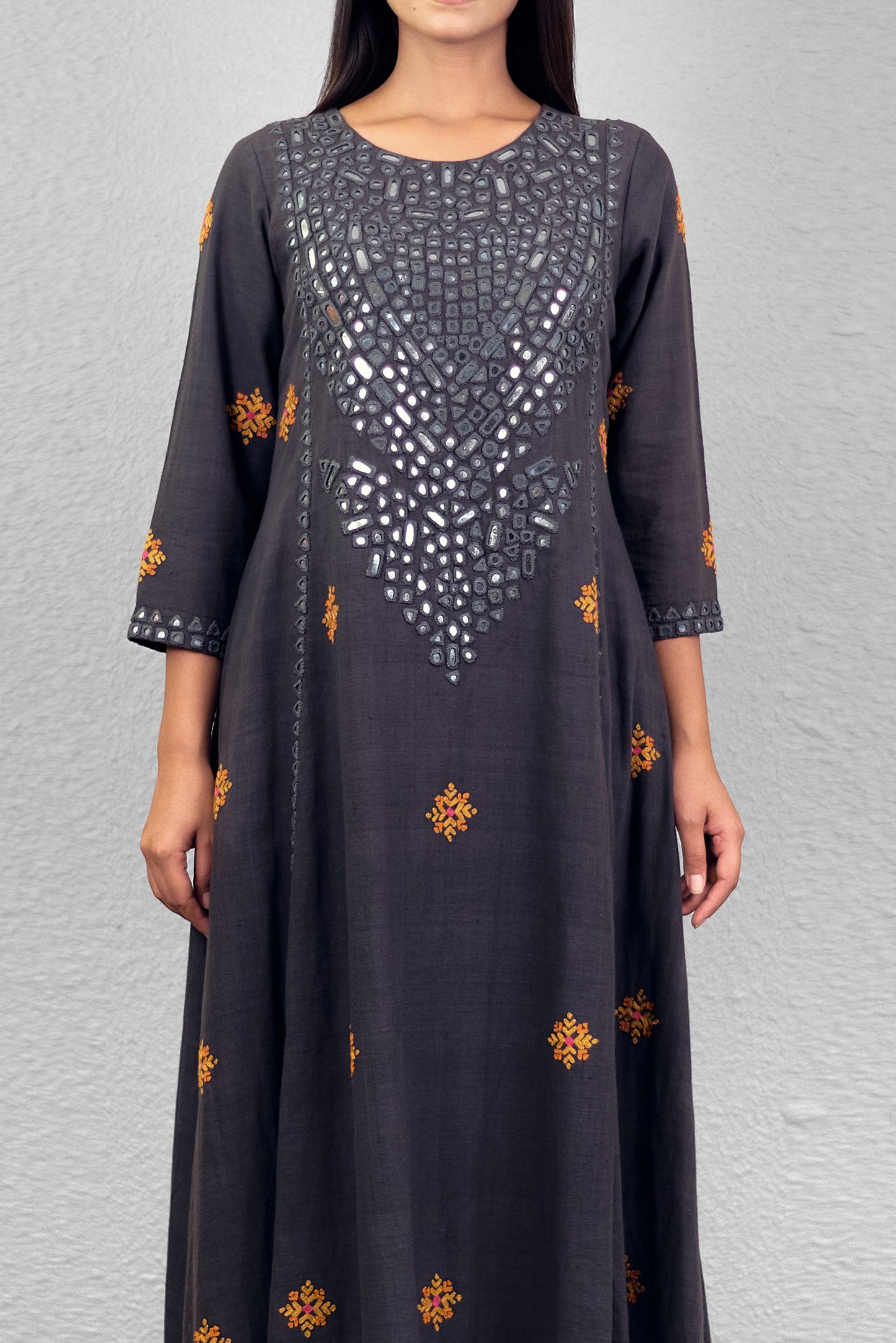 Grey abha kalash yoke kurta